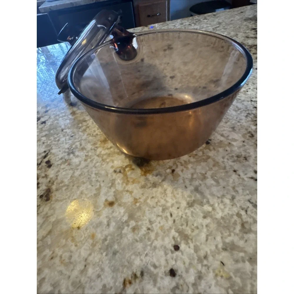 Vision Ware Corning Glass Sauce Pan Pot 1.5 L Amber Cookware USA Pyrex Lid